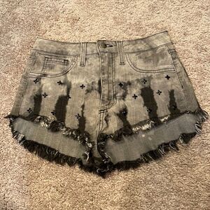 TIE die jean shorts